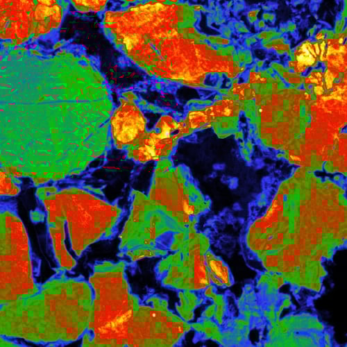 Intensity mapping with cathodoluminescence of quartz in sandstone